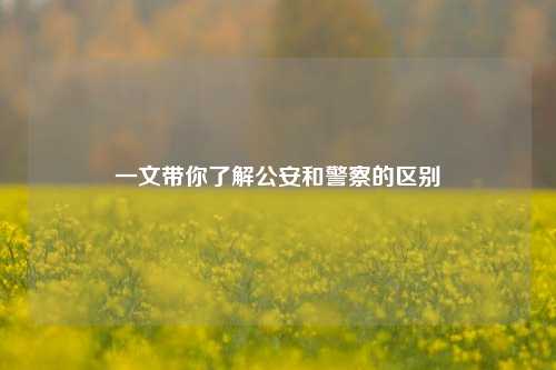一文带你了解公安和警察的区别