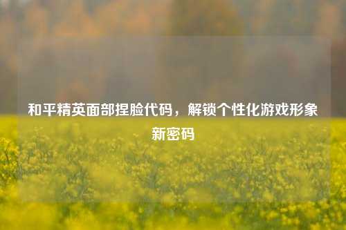 和平精英面部捏脸代码，解锁个性化游戏形象新密码