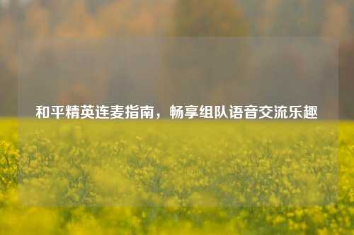 和平精英连麦指南，畅享组队语音交流乐趣