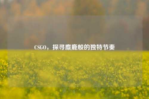 CSGO，探寻麋鹿般的独特节奏