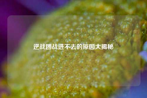 逆战团战进不去的原因大揭秘