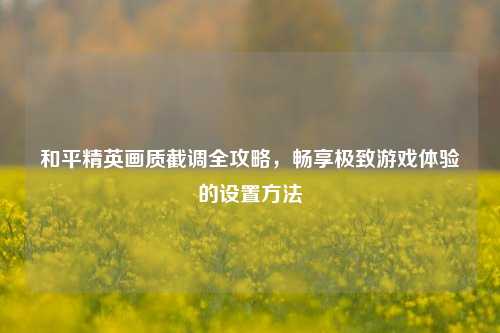 和平精英画质截调全攻略,畅享极致游戏体验的设置方法