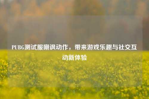 PUBG测试服嘲讽动作，带来游戏乐趣与社交互动新体验