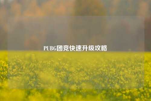 PUBG团竞快速升级攻略