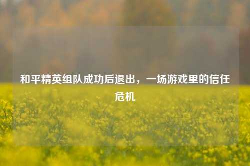 和平精英组队成功后退出,一场游戏里的信任危机
