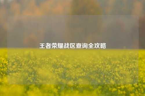 王者荣耀战区查询全攻略