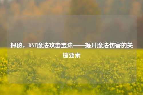 探秘,DNF魔法攻击宝珠——提升魔法伤害的关键要素