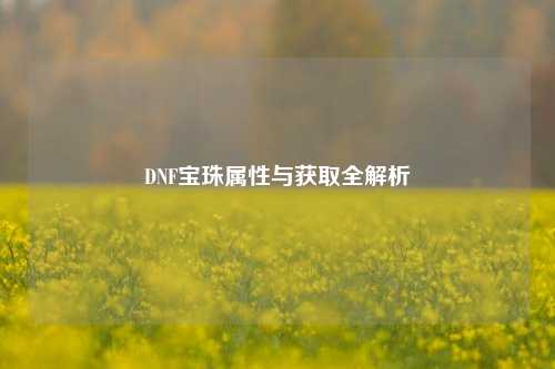 DNF宝珠属性与获取全解析