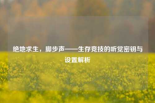 绝地求生,脚步声——生存竞技的听觉密钥与设置解析