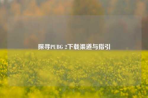 探寻PUBG 2下载渠道与指引