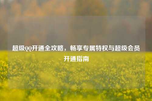 超级QQ开通全攻略,畅享专属特权与超级会员开通指南