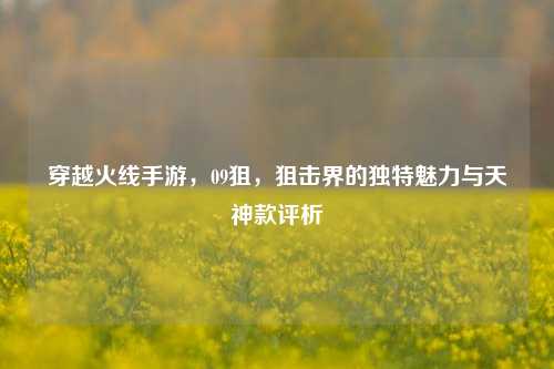 穿越火线手游,09狙,狙击界的独特魅力与天神款评析