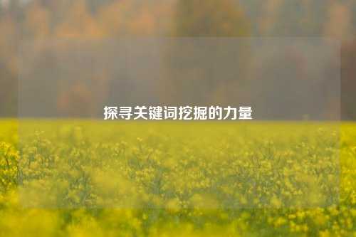 探寻关键词挖掘的力量