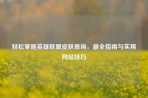 轻松掌握英雄联盟皮肤查询,最全指南与实用网站技巧