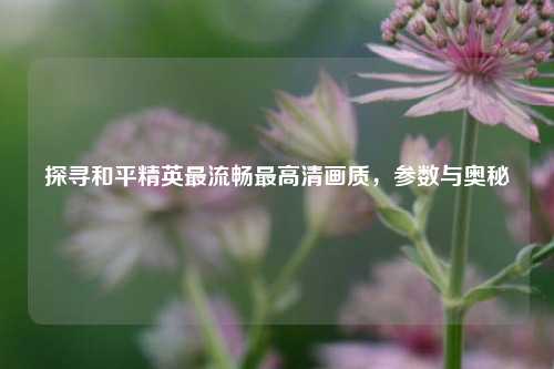 探寻和平精英最流畅最高清画质,参数与奥秘