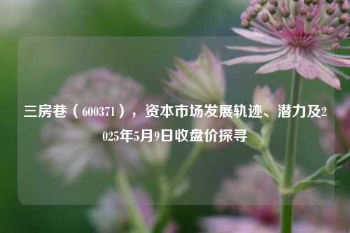 三房巷(600371),资本市场发展轨迹、潜力及2025年5月9日收盘价探寻