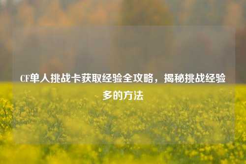 CF单人挑战卡获取经验全攻略,揭秘挑战经验多的方法