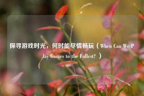 探寻游戏时光,何时能尽情畅玩(When Can We Play Games to the Fullest? )