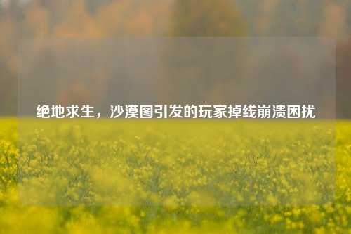 绝地求生，沙漠图引发的玩家掉线崩溃困扰