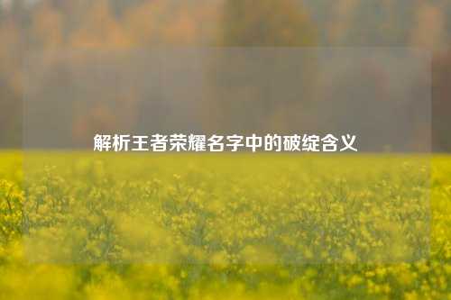解析王者荣耀名字中的破绽含义