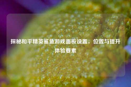 探秘和平精英鲨鱼游戏面板设置,位置与提升体验要素