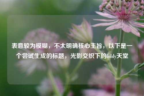表意较为模糊,不太明确核心主旨,以下是一个尝试生成的标题,光影交织下的loldy天堂