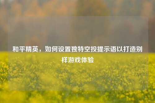 和平精英,如何设置独特空投提示语以打造别样游戏体验