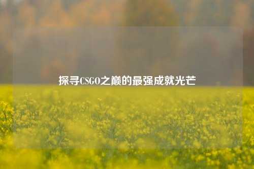 探寻CSGO之巅的最强成就光芒