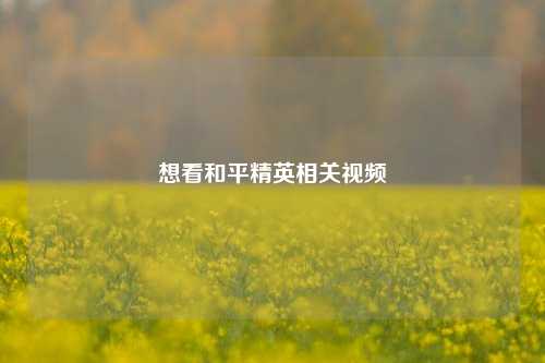 想看和平精英相关视频
