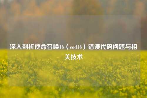 深入剖析使命召唤16(cod16)错误代码问题与相关技术