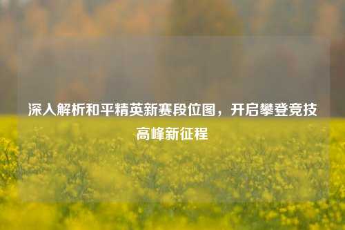 深入解析和平精英新赛段位图,开启攀登竞技高峰新征程