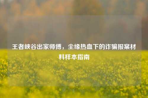 王者峡谷出家师傅,尘缘热血下的诈骗报案材料样本指南