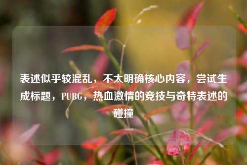 表述似乎较混乱,不太明确核心内容,尝试生成标题,PUBG,热血激情的竞技与奇特表述的碰撞