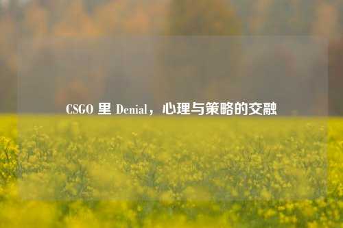 CSGO 里 Denial,心理与策略的交融