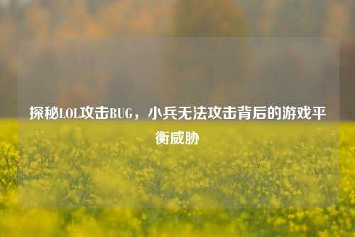探秘LOL攻击BUG,小兵无法攻击背后的游戏平衡威胁