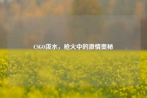 CSGO泼水,枪火中的激情奥秘