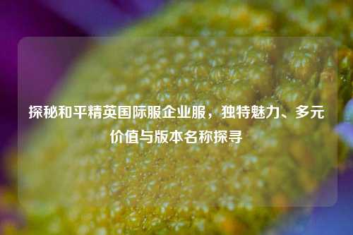 探秘和平精英国际服企业服，独特魅力、多元价值与版本名称探寻