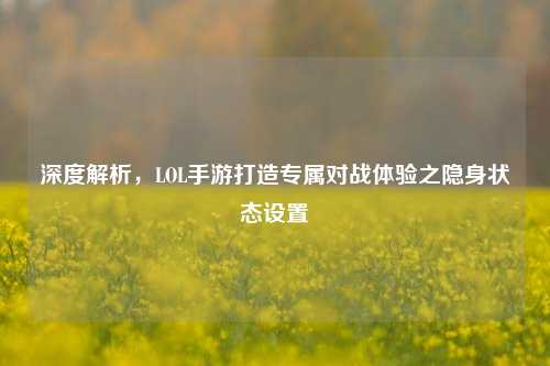 深度解析,LOL手游打造专属对战体验之隐身状态设置