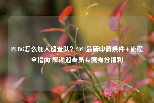 PUBG怎么加入巡查队?2024最新申请条件+流程全指南 解锁巡查员专属身份福利