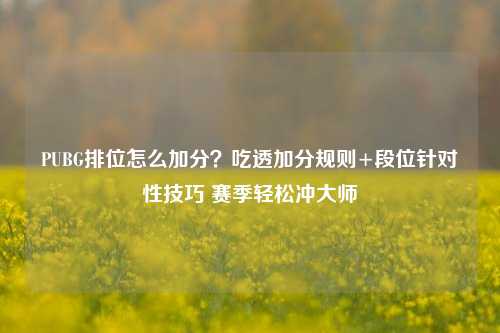 PUBG排位怎么加分？吃透加分规则+段位针对性技巧 赛季轻松冲大师