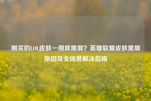刚买的LOL皮肤一用就黑屏?英雄联盟皮肤黑屏原因及全场景解决指南