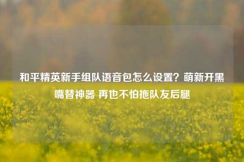 和平精英新手组队语音包怎么设置?萌新开黑嘴替神器 再也不怕拖队友后腿