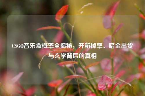 CSGO音乐盒概率全揭秘，开箱掉率、暗金出货与玄学背后的真相