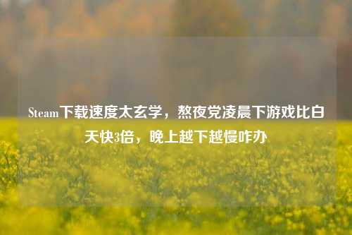Steam下载速度太玄学,熬夜党凌晨下游戏比白天快3倍,晚上越下越慢咋办