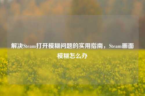 解决Steam打开模糊问题的实用指南，Steam画面模糊怎么办