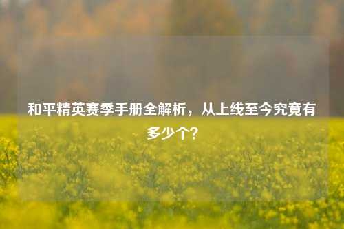 和平精英赛季手册全解析，从上线至今究竟有多少个？