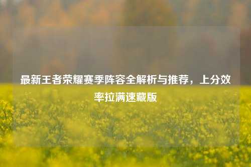 最新王者荣耀赛季阵容全解析与推荐,上分效率拉满速藏版
