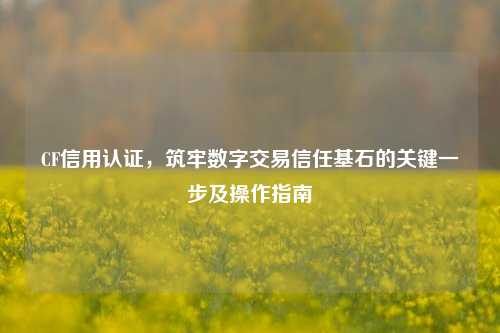 CF信用认证,筑牢数字交易信任基石的关键一步及操作指南