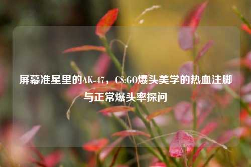 屏幕准星里的AK-47,CS:GO爆头美学的热血注脚与正常爆头率探问
