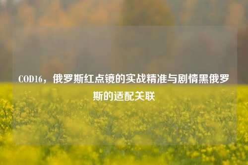 COD16，俄罗斯红点镜的实战精准与剧情黑俄罗斯的适配关联